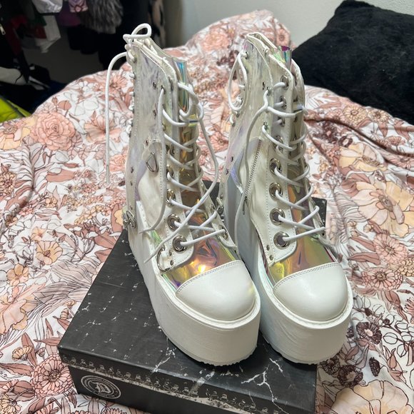 NIB! Demonia Quartz Black Hole Platform Boots - 10 - Picture 3 of 5